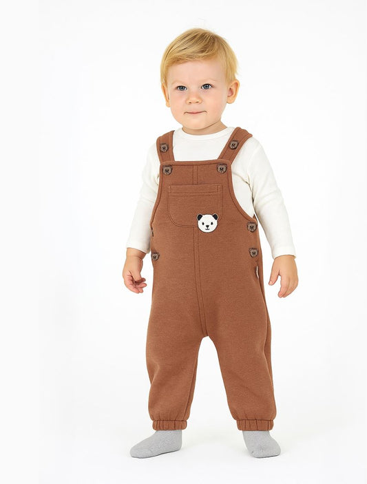 Baby Boy Bear Overall Set – Chestnut Brown