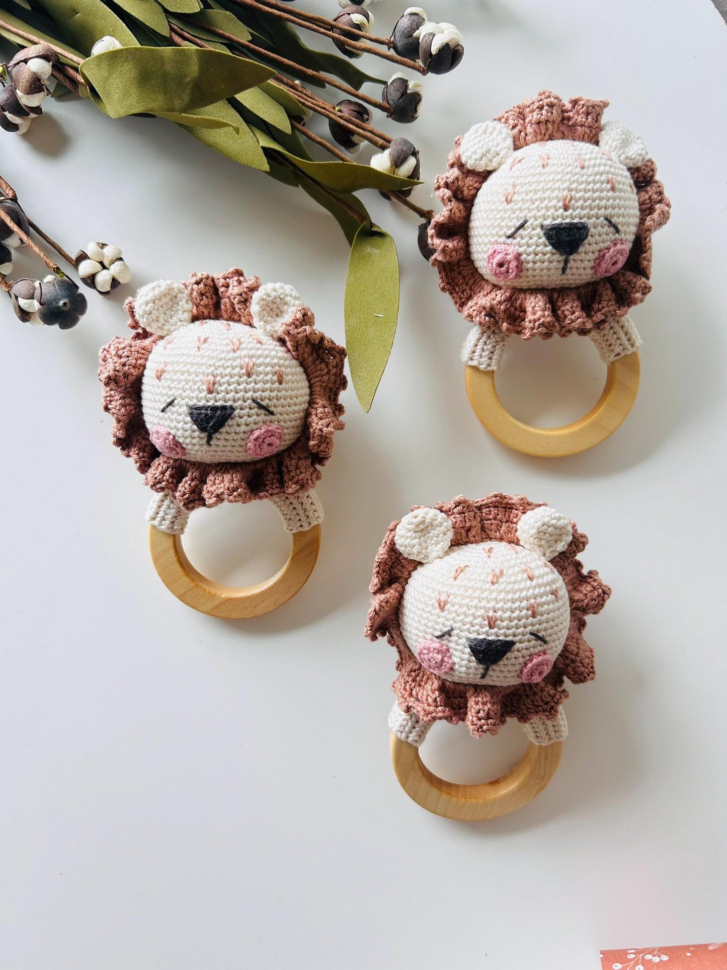 Crochet Lion Rattle Teether