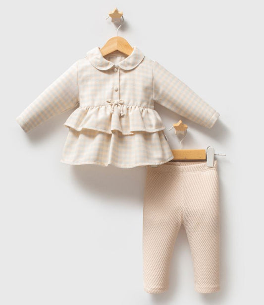 Classic Gingham 2-Piece Baby Set – Elegant Cotton Outfit