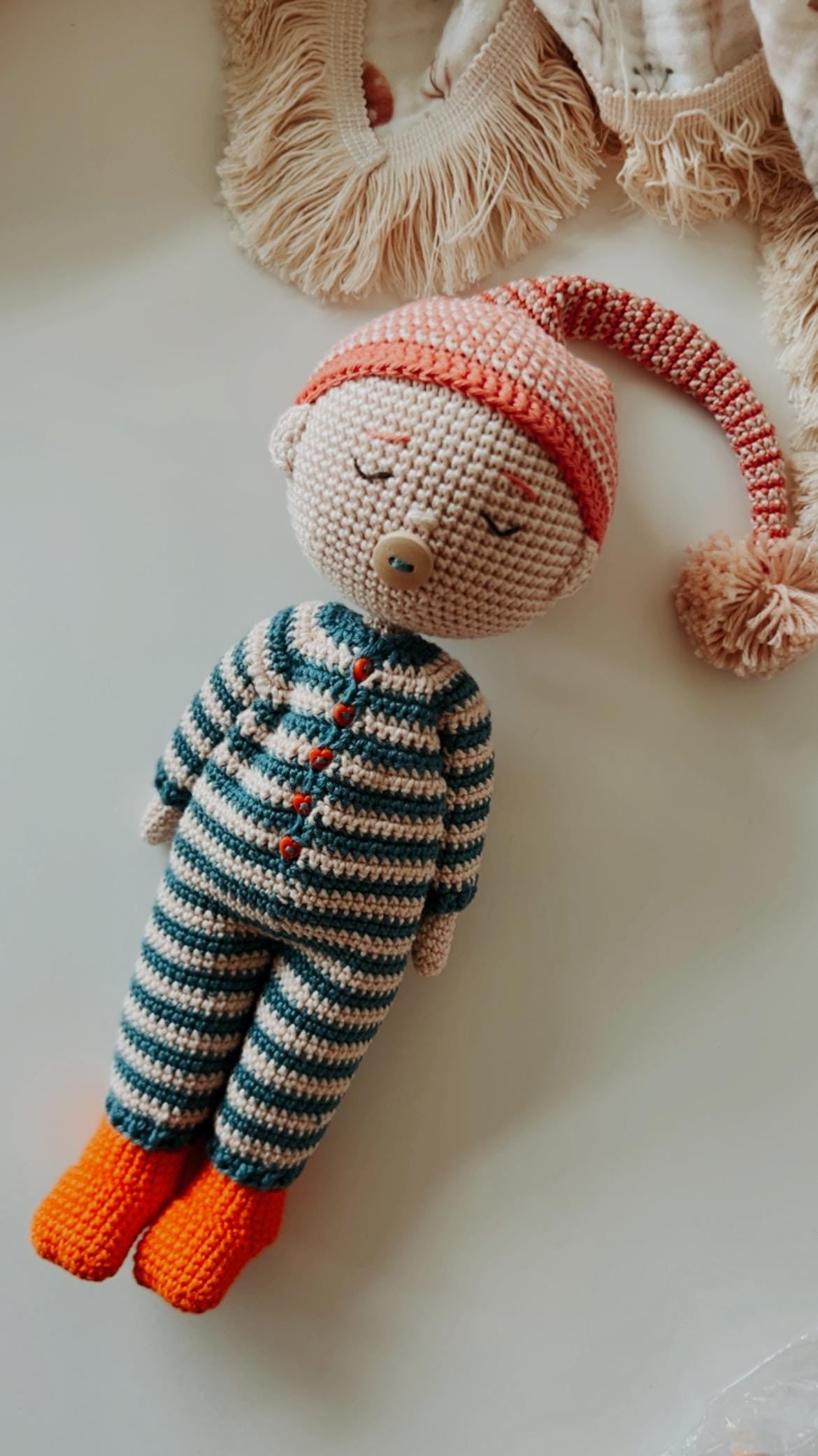 Amigurumi Doll, Stuffed Baby Doll, Sleeping DOLL, Baby First Stuffed Toy