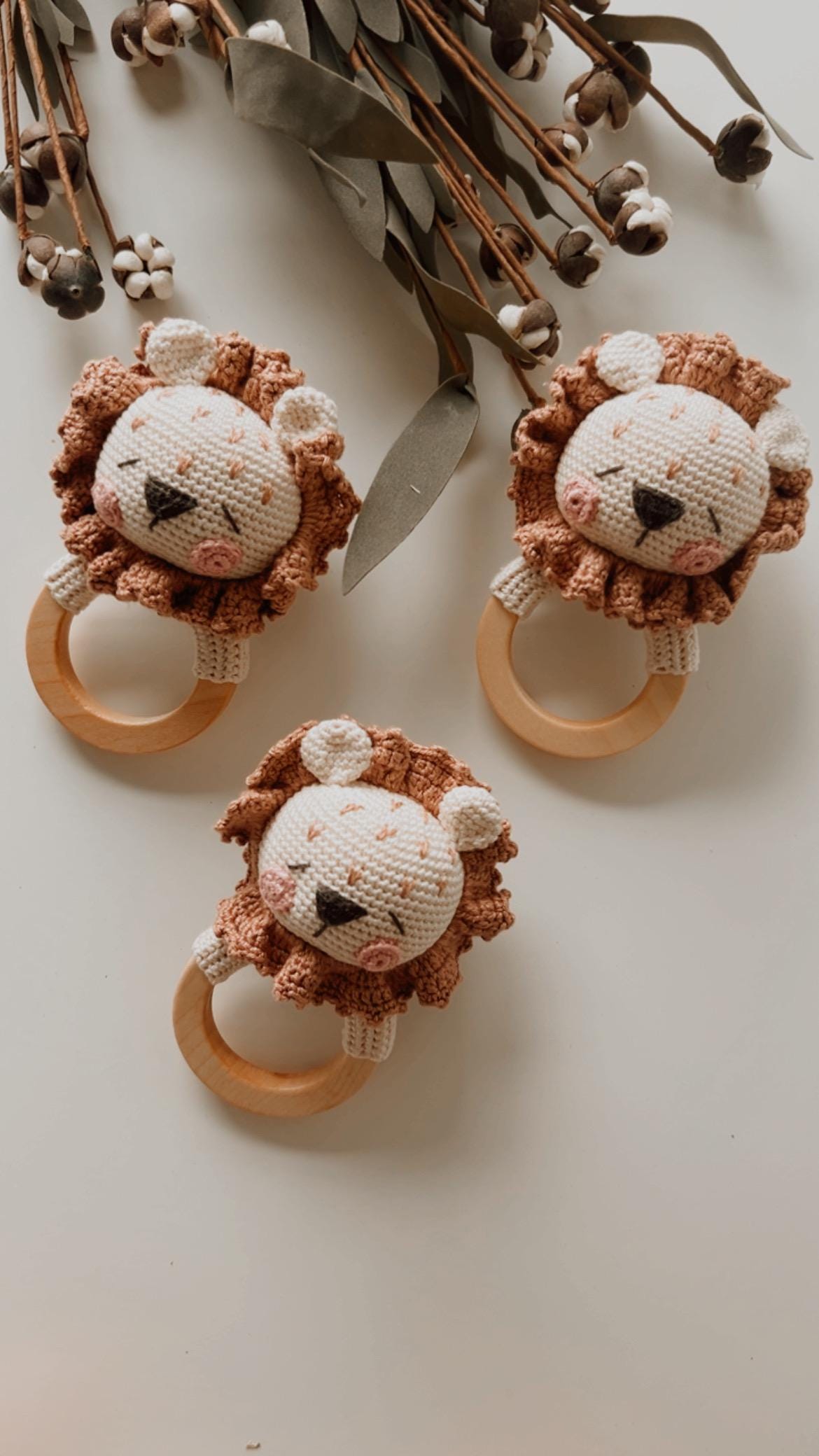 Crochet Lion Rattle Teether