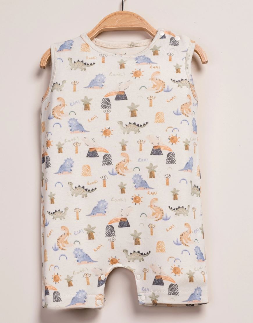 Dino Roar Cotton Romper – Playful Dinosaur Baby Outfit