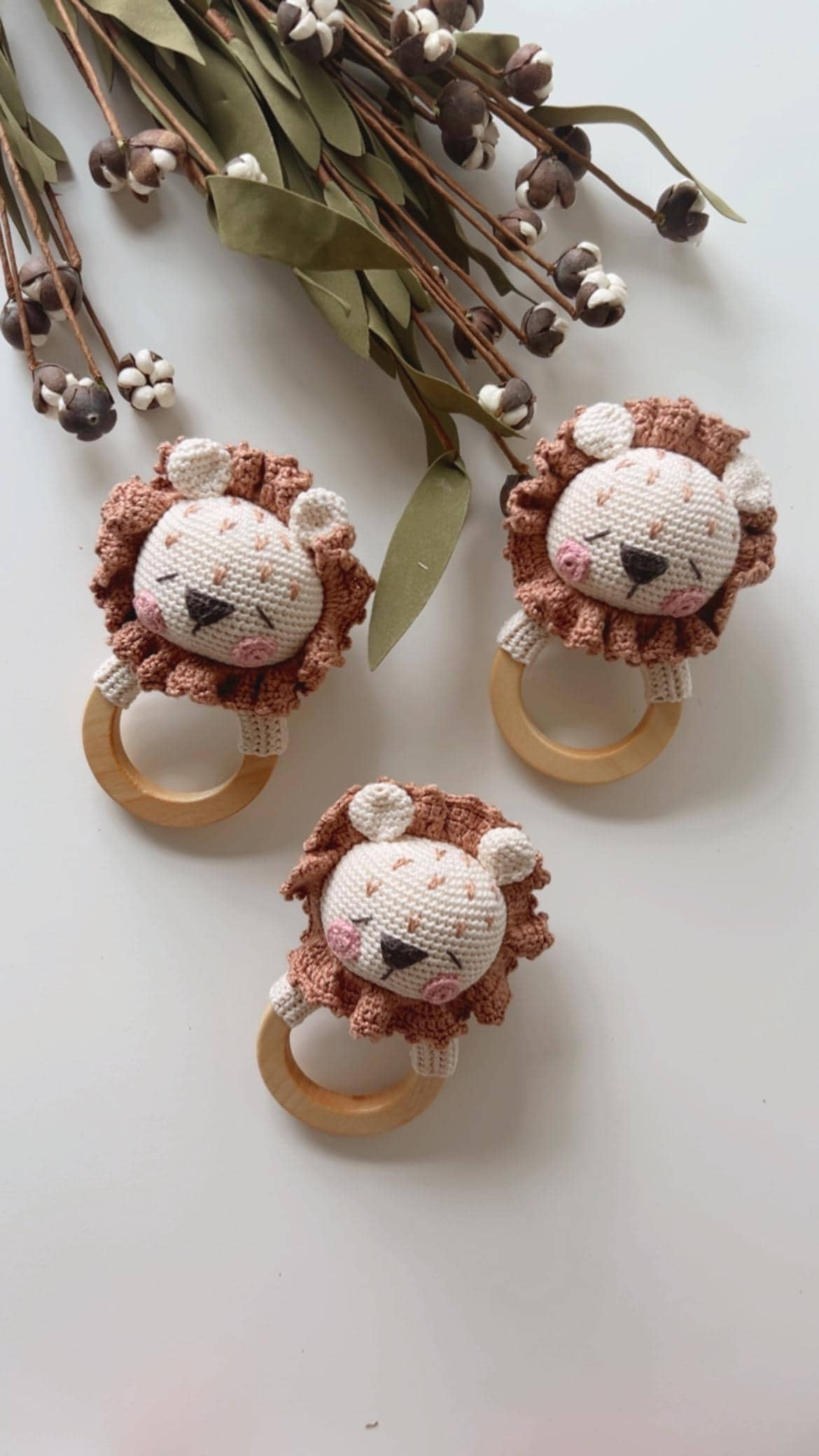 Crochet Lion Rattle Teether