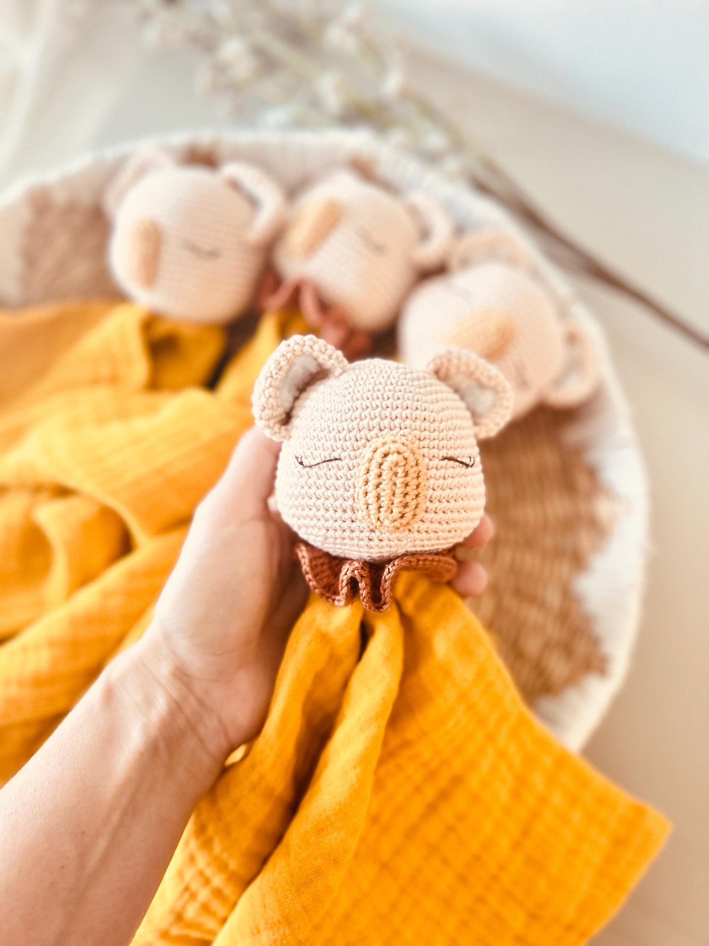 Amigurumi and Muslin Baby Lovey, Koala Lovey for Baby's