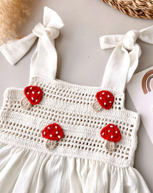 Linen and Crochet Handmade Baby Dress, Organic Island Dress, Summer Dress Baby