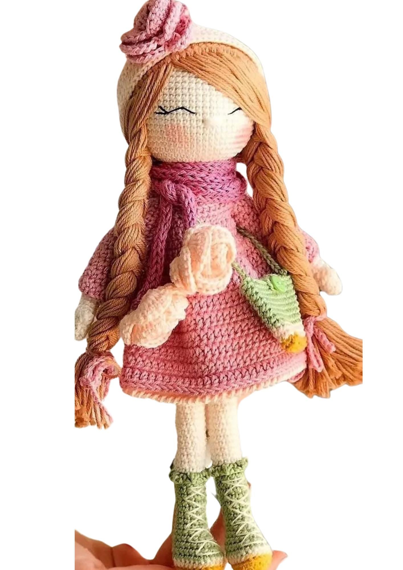 Handmade Crochet Doll – Amigurumi Girl Doll, Waldorf Baby Gift, Soft Toddler Toy, Heirloom Baby Shower Gift, Nursery Decor Doll