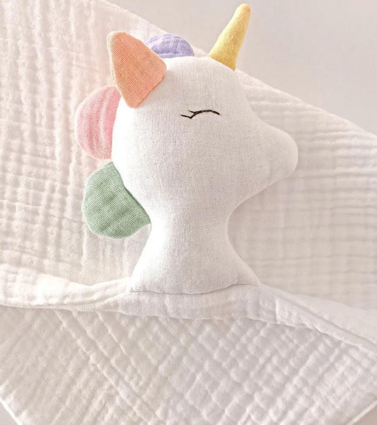 Unicorn Muslin Baby Lovey,
