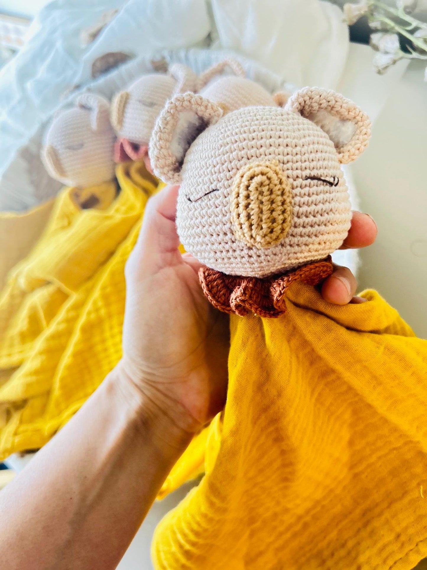 Amigurumi and Muslin Baby Lovey, Koala Lovey for Baby's