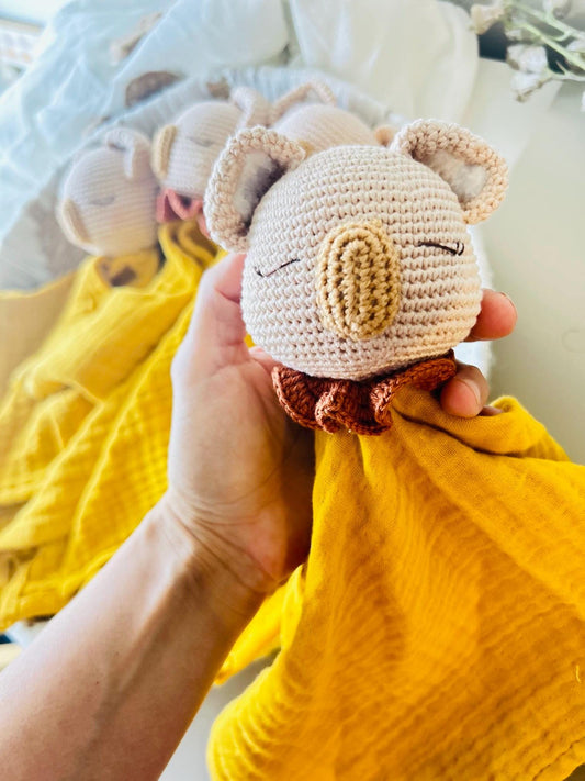 Amigurumi and Muslin Baby Lovey, Koala Lovey for Baby's