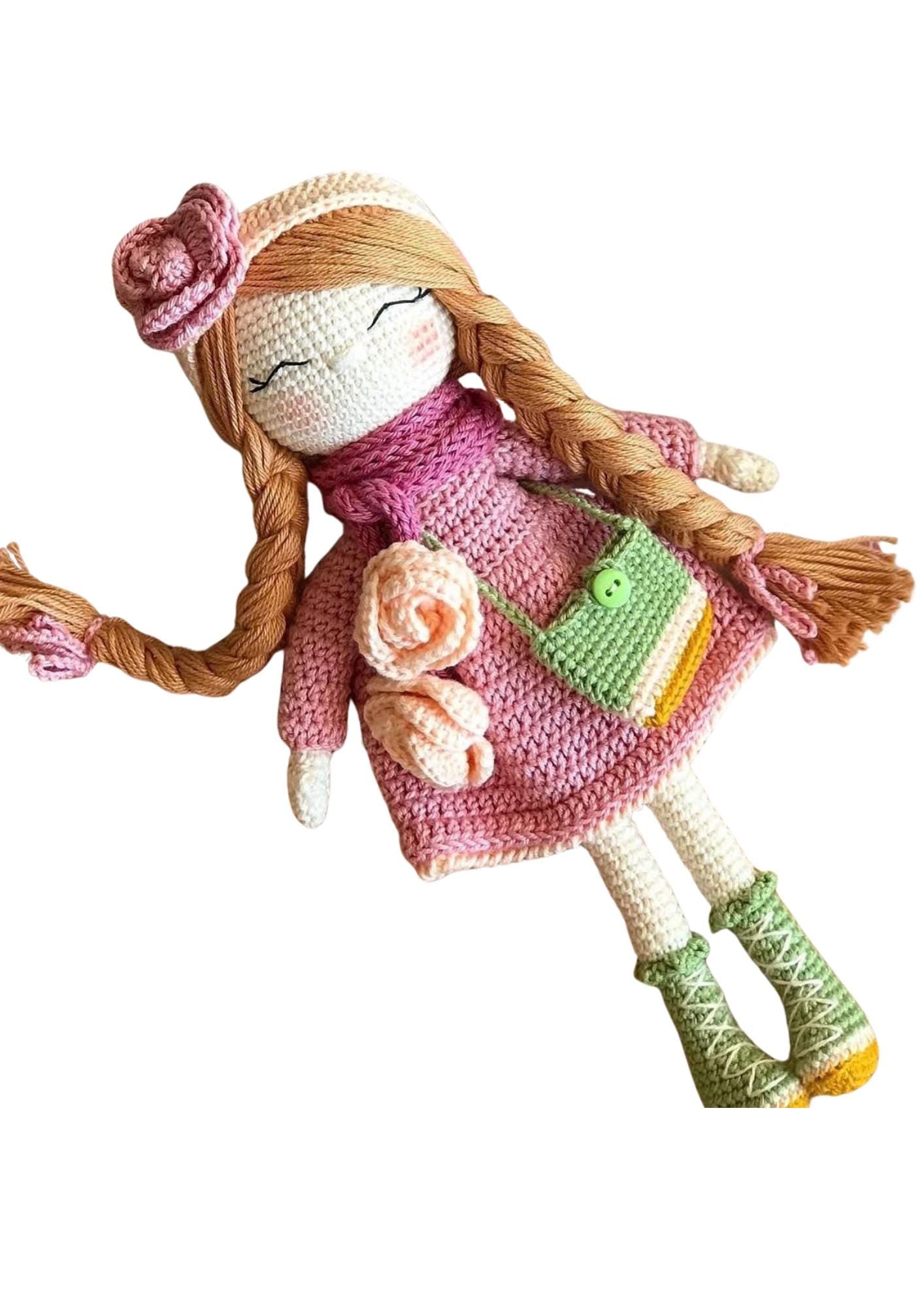 Handmade Crochet Doll – Amigurumi Girl Doll, Waldorf Baby Gift, Soft Toddler Toy, Heirloom Baby Shower Gift, Nursery Decor Doll