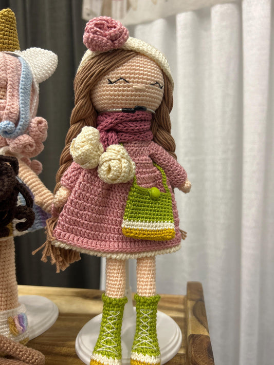 Handmade Crochet Doll – Amigurumi Girl Doll, Waldorf Baby Gift, Soft Toddler Toy, Heirloom Baby Shower Gift, Nursery Decor Doll