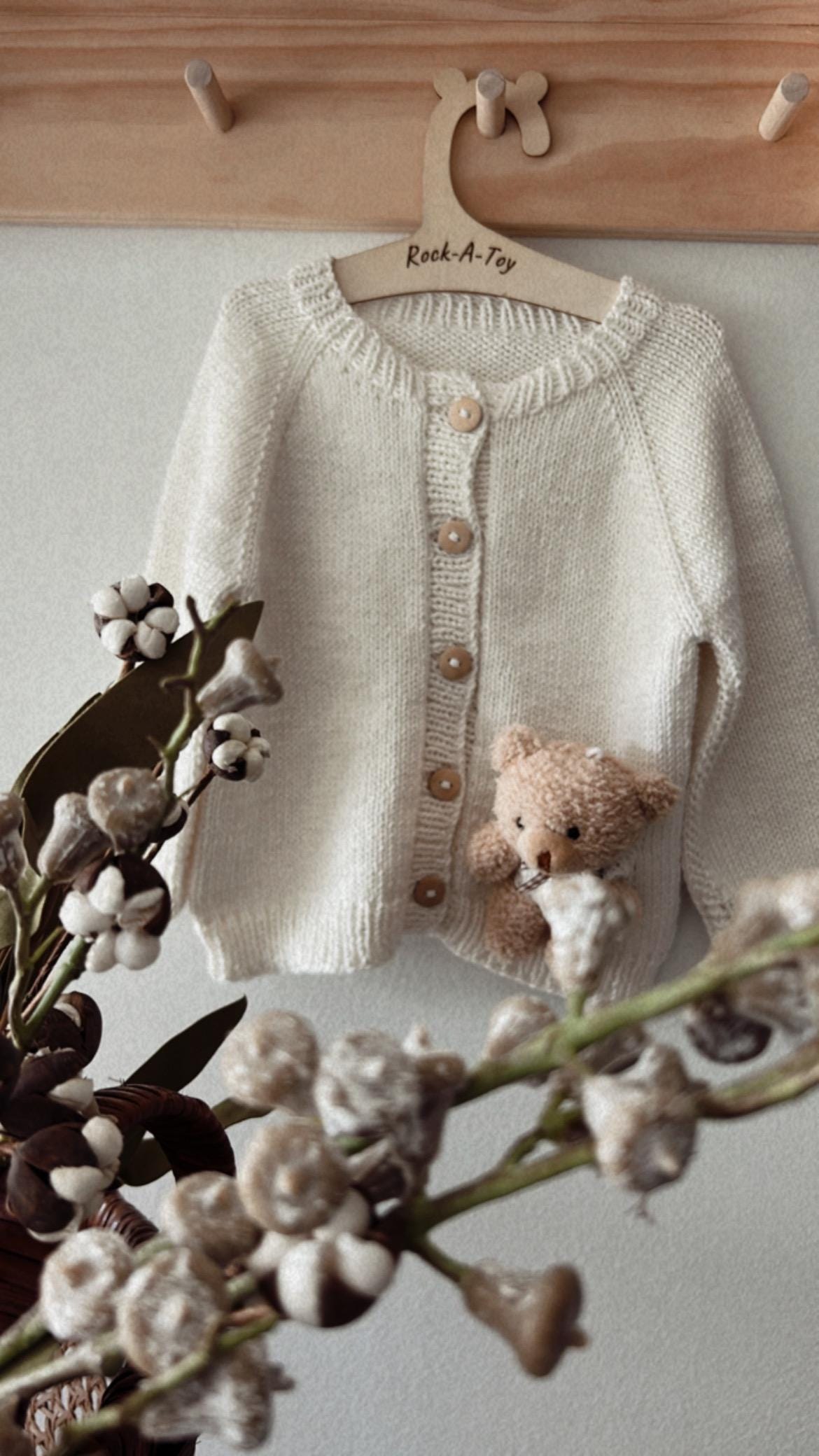 Handmade Organic Cotton Baby Cardigan – Bear Knit Sweater