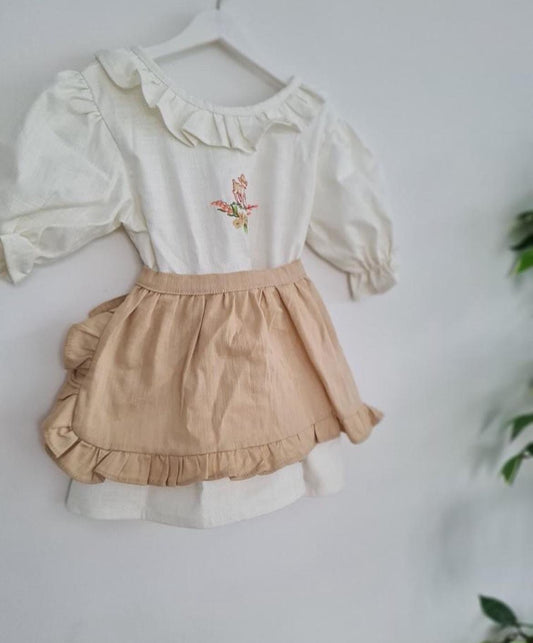 Vintage-Inspired Embroidered Dress with Apron – Toddler & Girls Outfit 3 Years Old