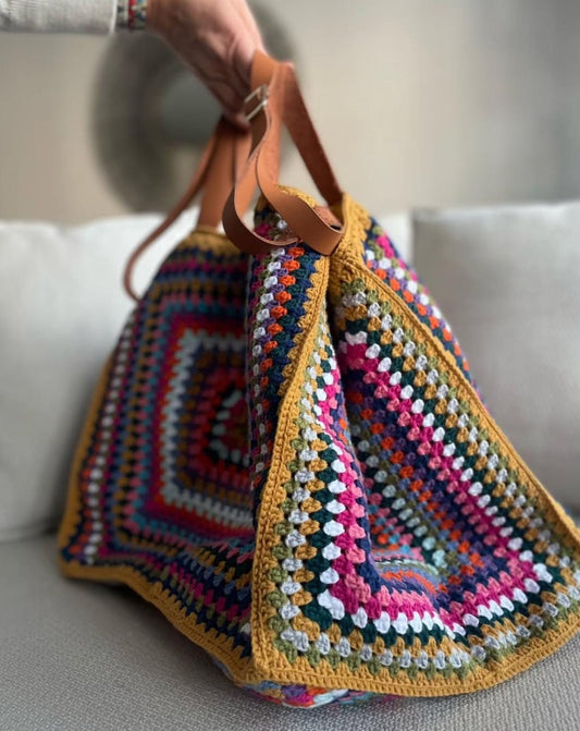 Handmade Granny Square Tote Bag, Weekend Granny Bag, Extra Large Bag, Mom Bag