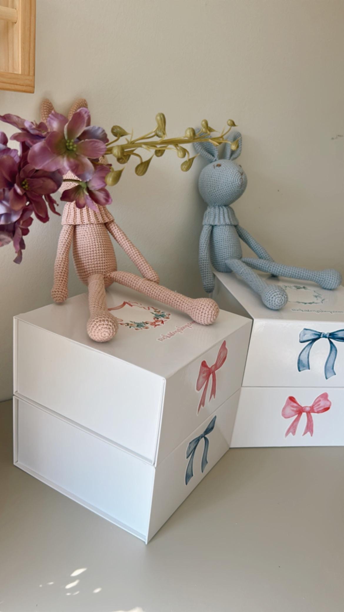 Baby Boy Girl Coming Home Outfit Set – Blue Bow - Pink Bow Newborn Clothes, Soft Cotton Layette, Infant Gift & Photo Prop