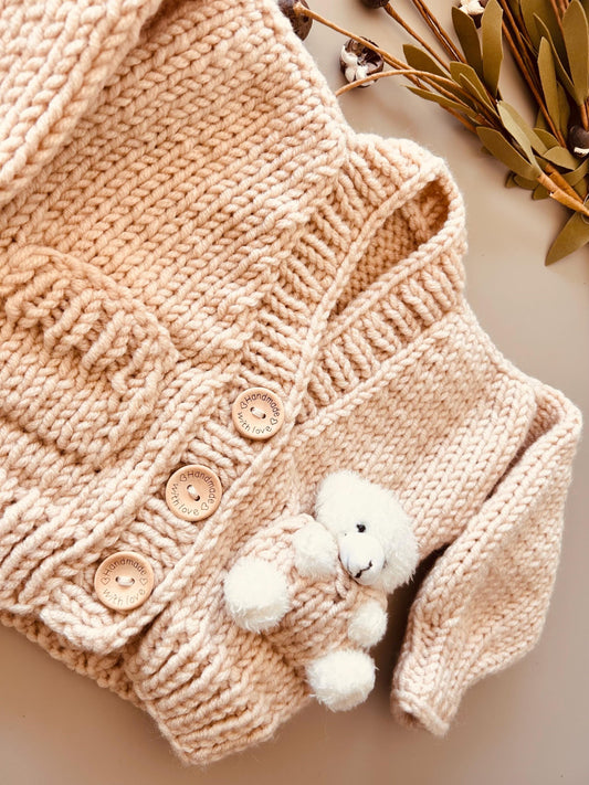 Handmade Baby Cardigan – Handmade Baby Knit Sweater, Baby Shower Gift, Baby Outfit (6-12M)