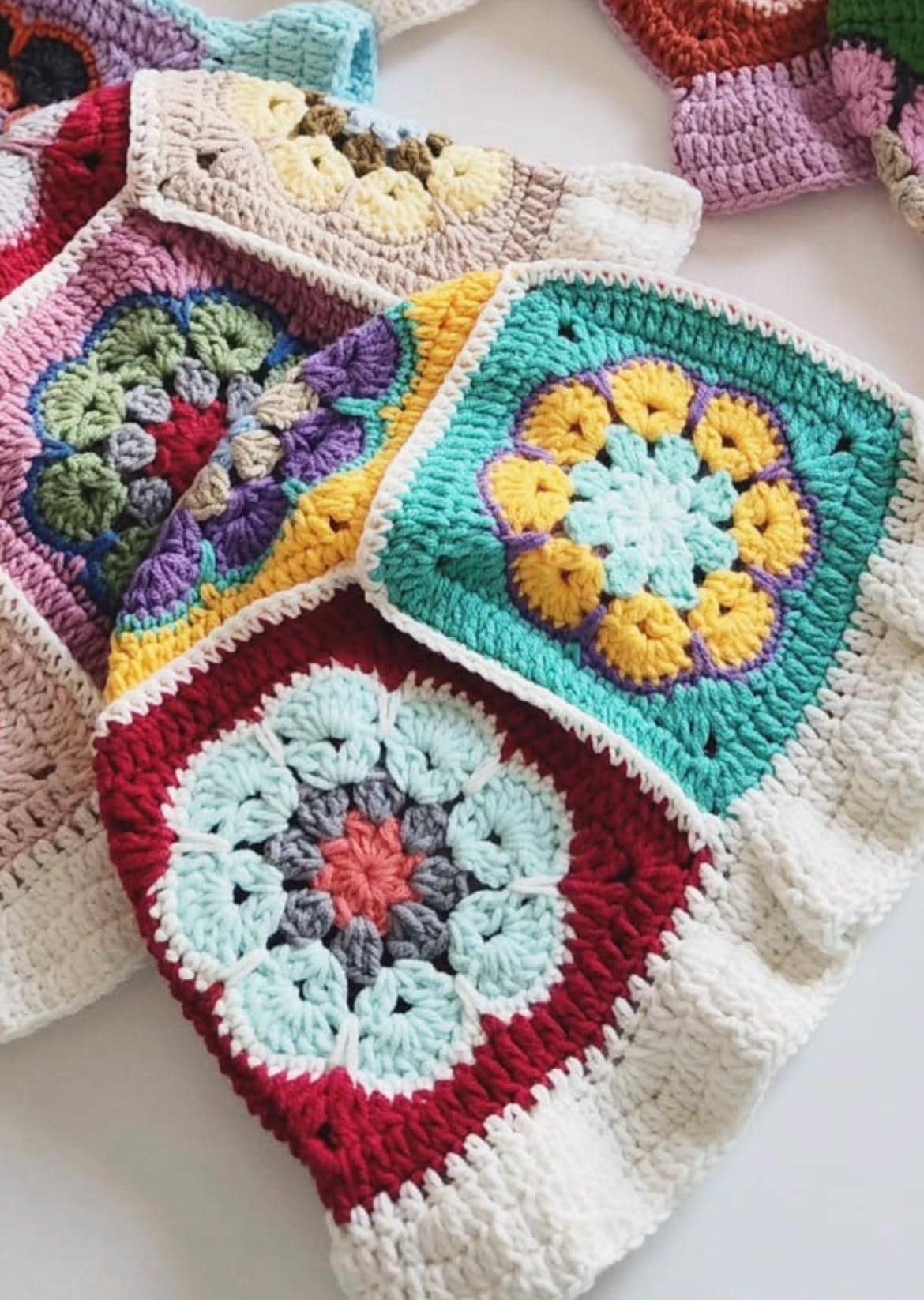 Handmade Crochet Flower Beanie – 70s Granny Square Hippie Hat-Mom Group