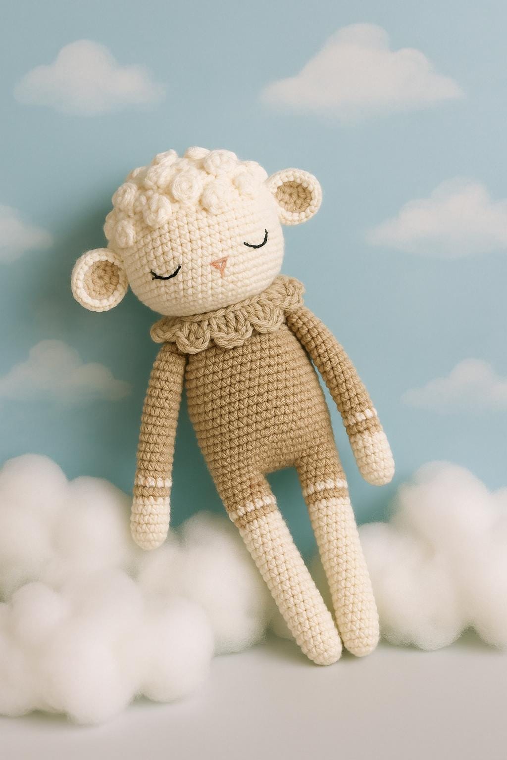 Handmade Crochet Lamb Plush – Soft Amigurumi Sheep Toy, Baby Shower Gift, Neutral Nursery Decor, Handmade Stuffed Animal