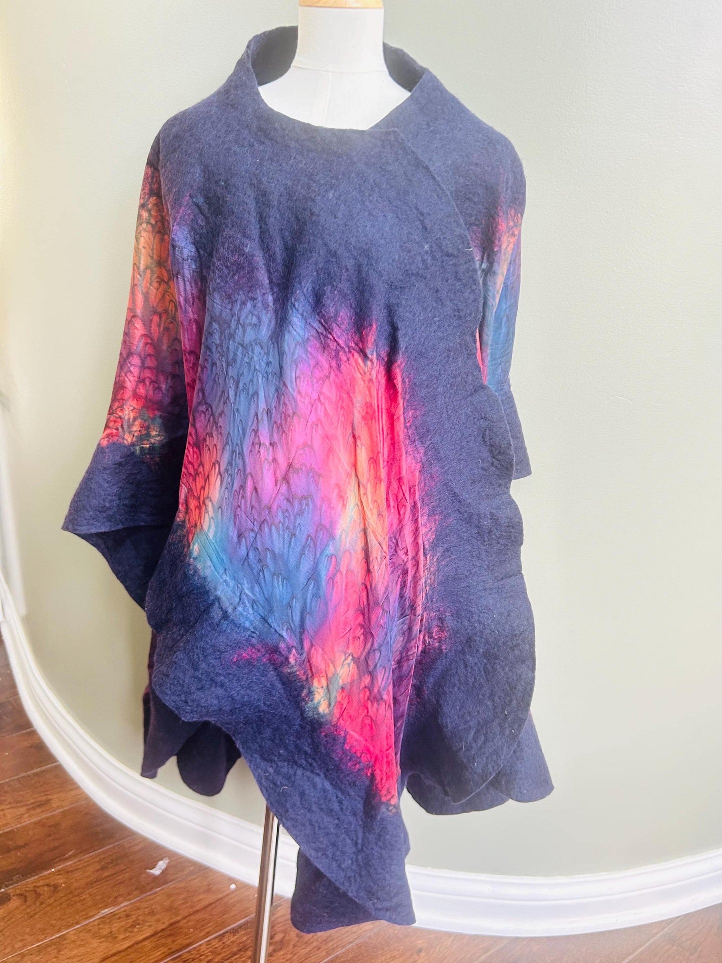 Handmade Silk and Felt Poncho-Mom