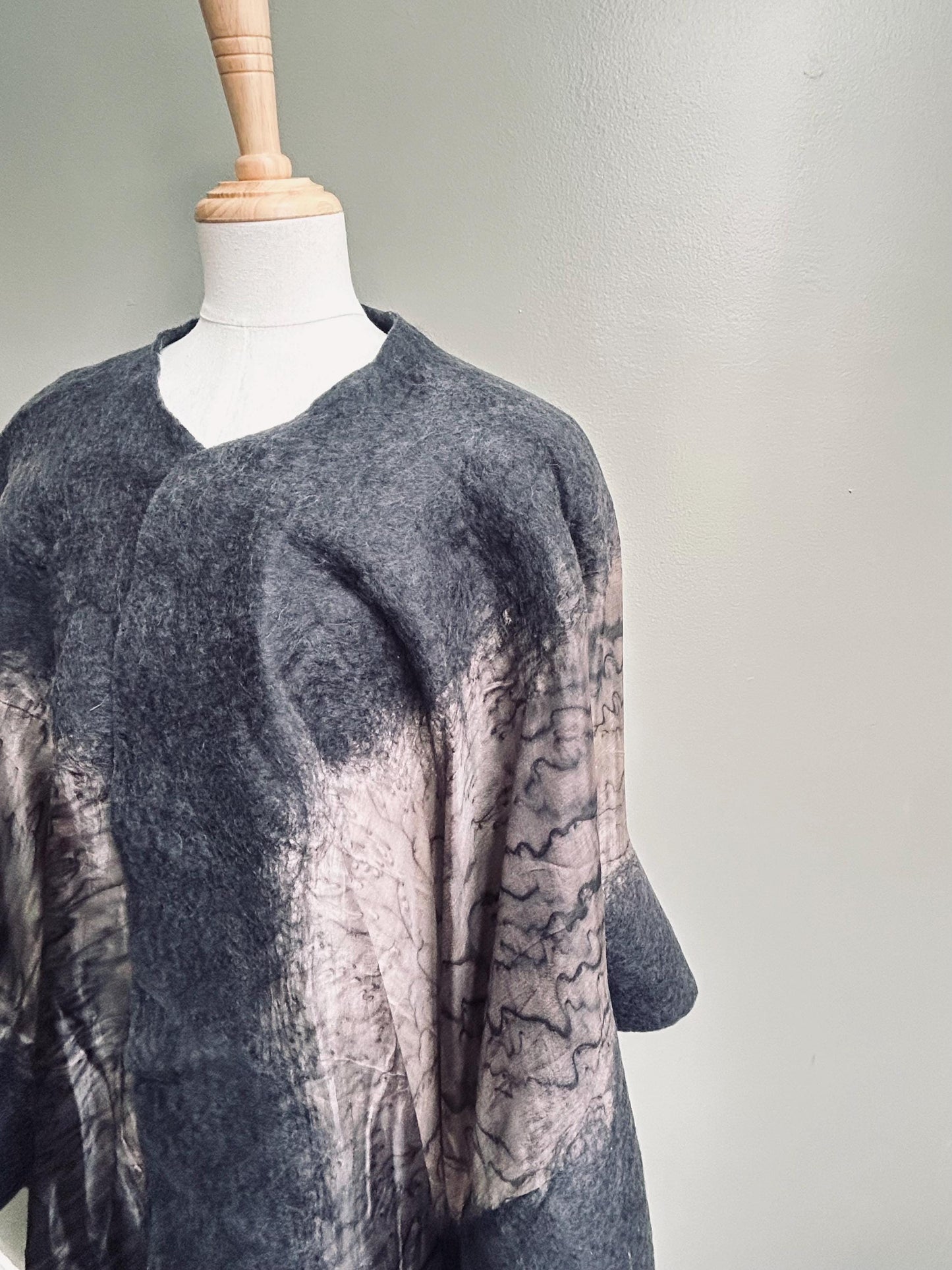 Handmade Silk and Felt Poncho-Mom