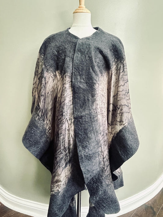 Handmade Silk and Felt Poncho-Mom