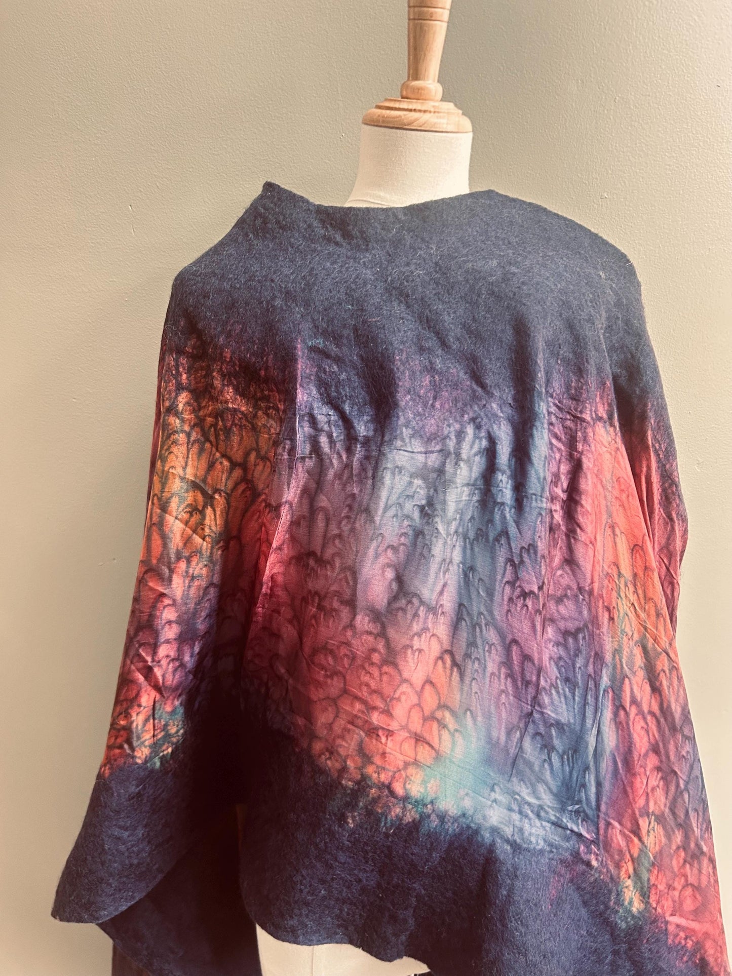 Handmade Silk and Felt Poncho-Mom