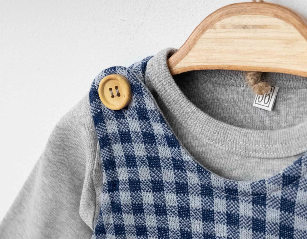 Blue Gingham Baby Romper – Classic Cotton Layered 2 Pc Outfit