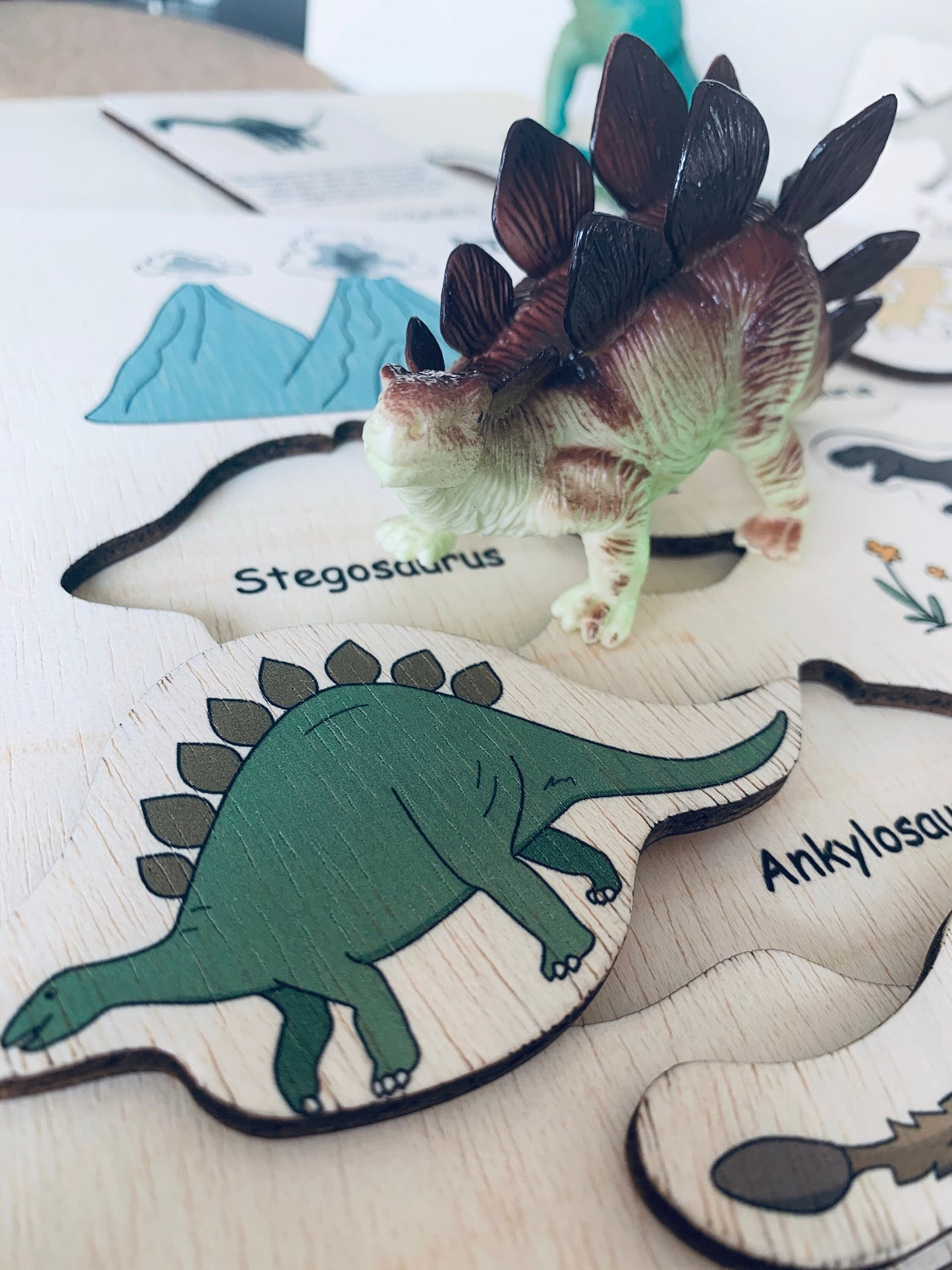 Wooden Dinosaur Puzzle, Dino Puzzle, Learning Dinosaur Types, Educational Toy