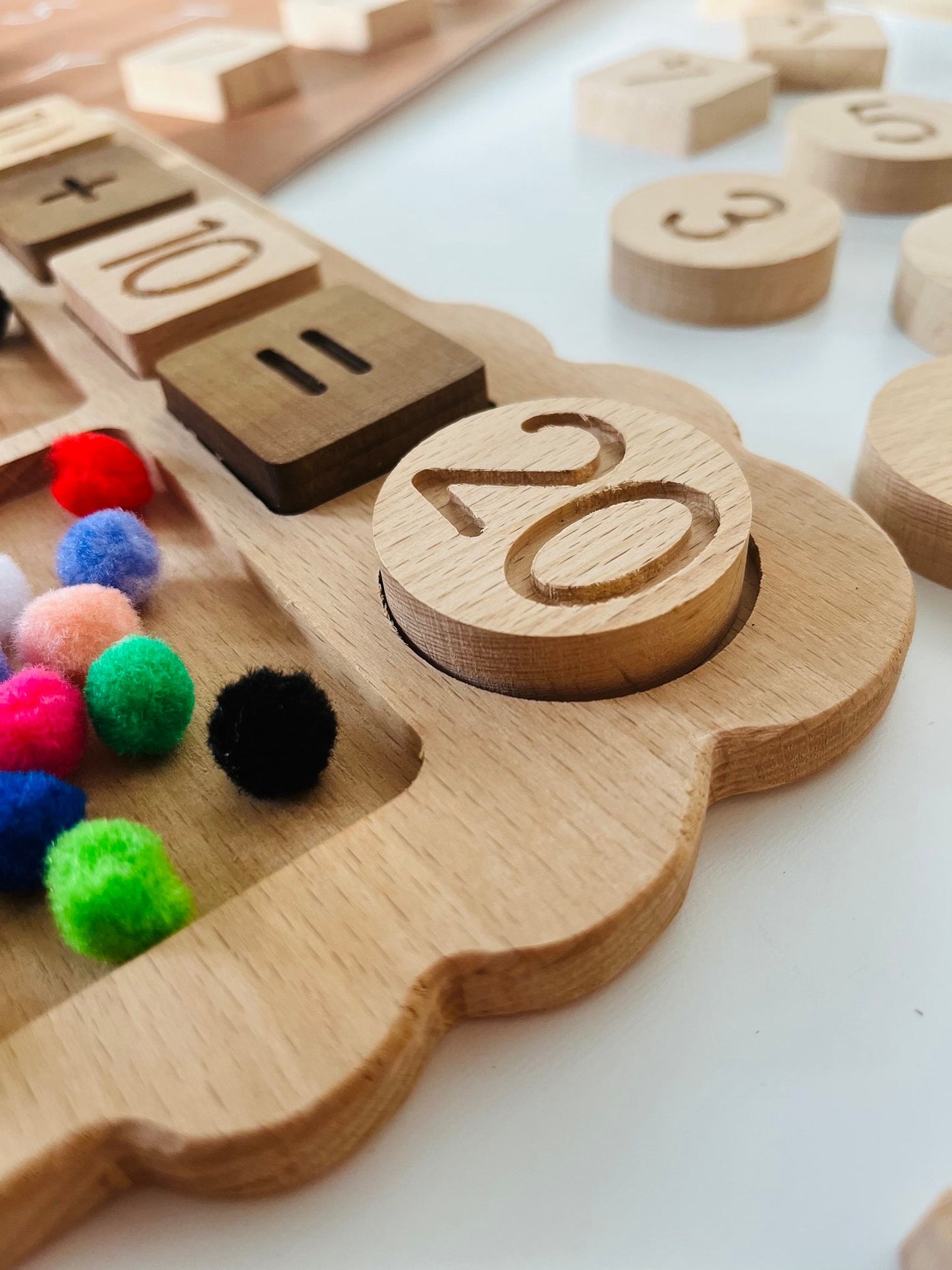 Wooden Math Tray- Wooden Counting Tray- Math and Counting Board- Montessori Learning Board,