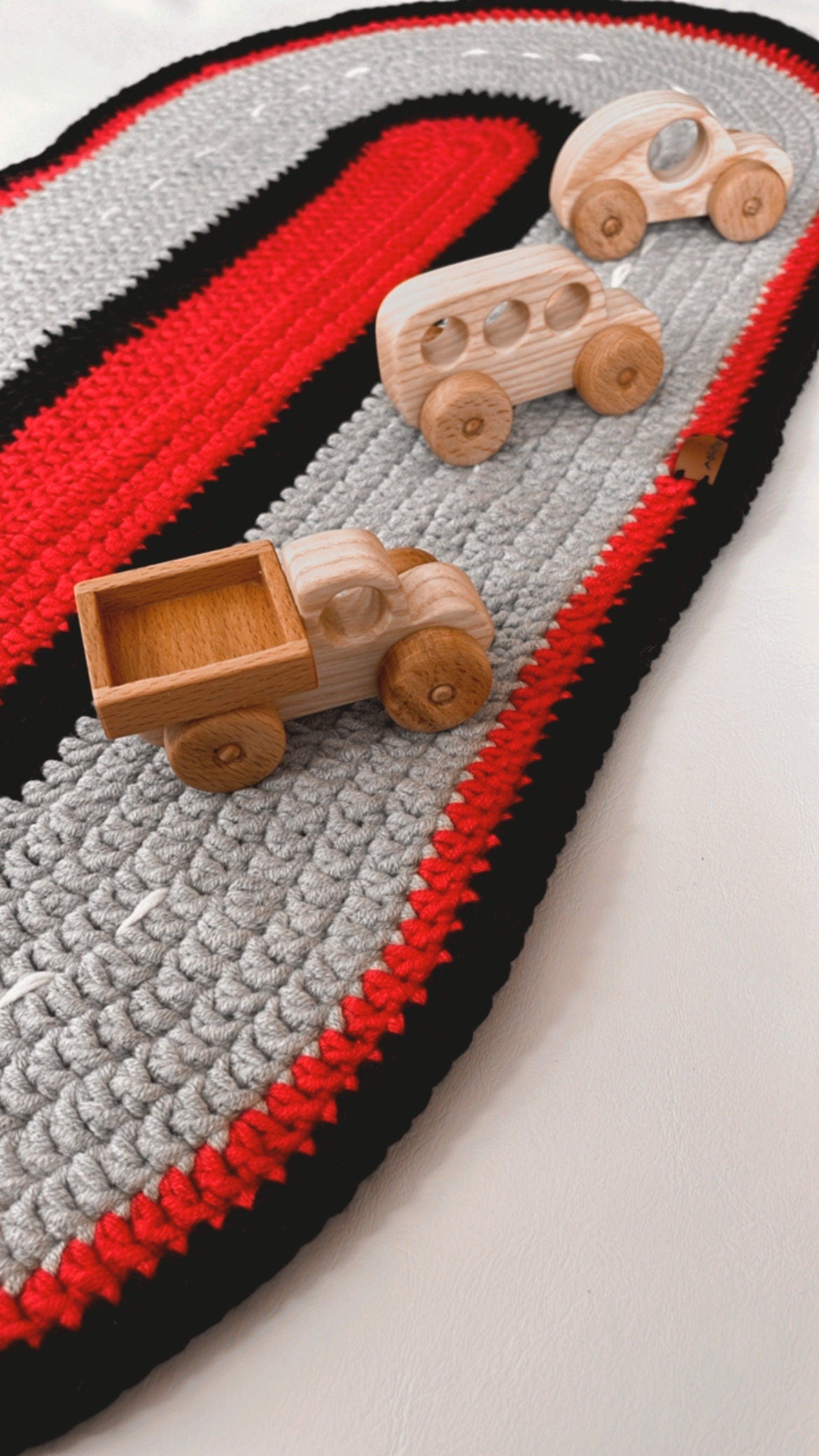 Race Road Track Play Mat | Car Mat | Handmade Crochet Mat | Car Road Mat | Toddler Play Mat | Wooden Car | Handmade Car Mat | Race Mat