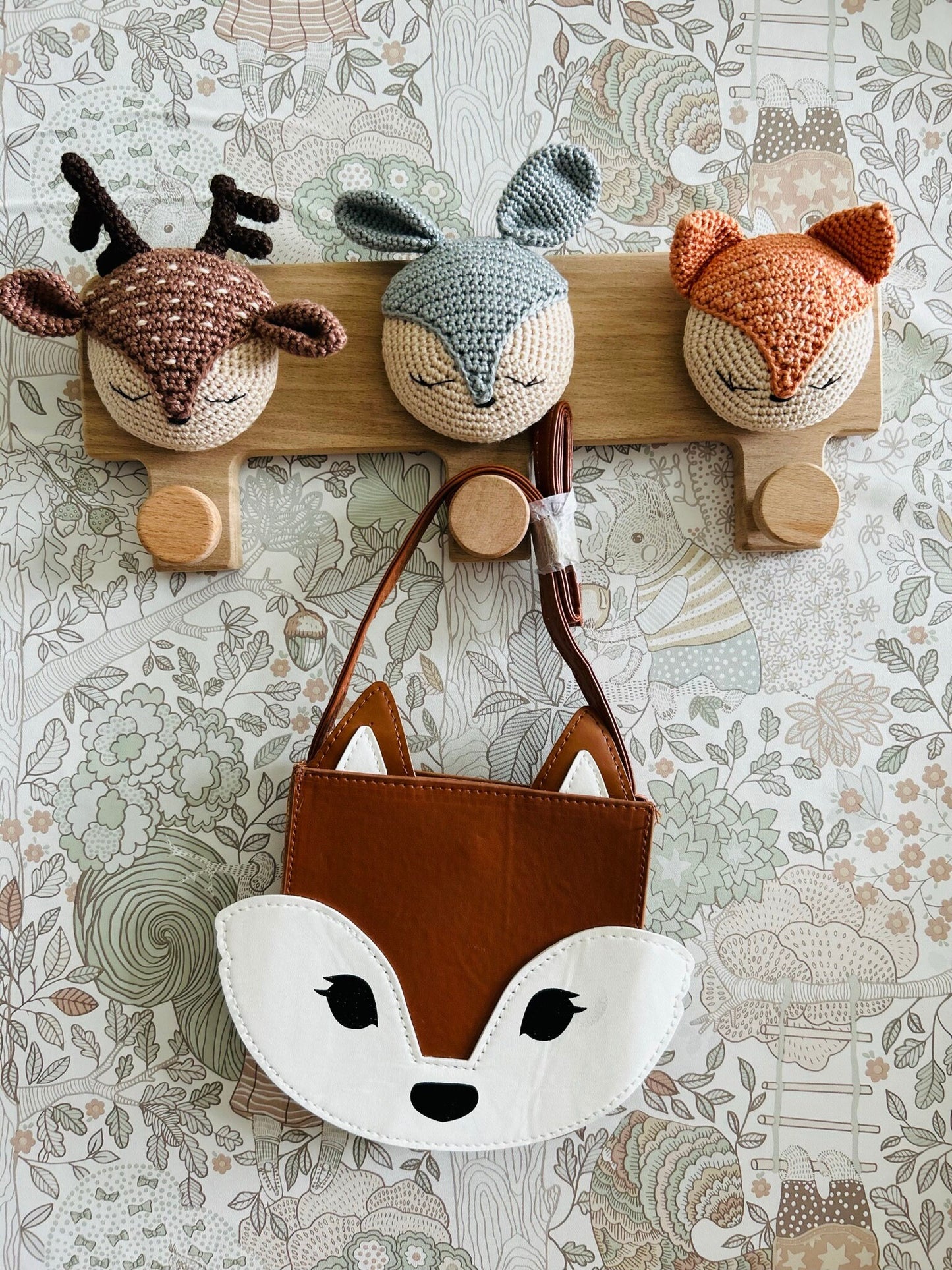 Nursery Wall Hook, Crochet Wall Hanger, Crochet Woodland Hook, Nursery Decor