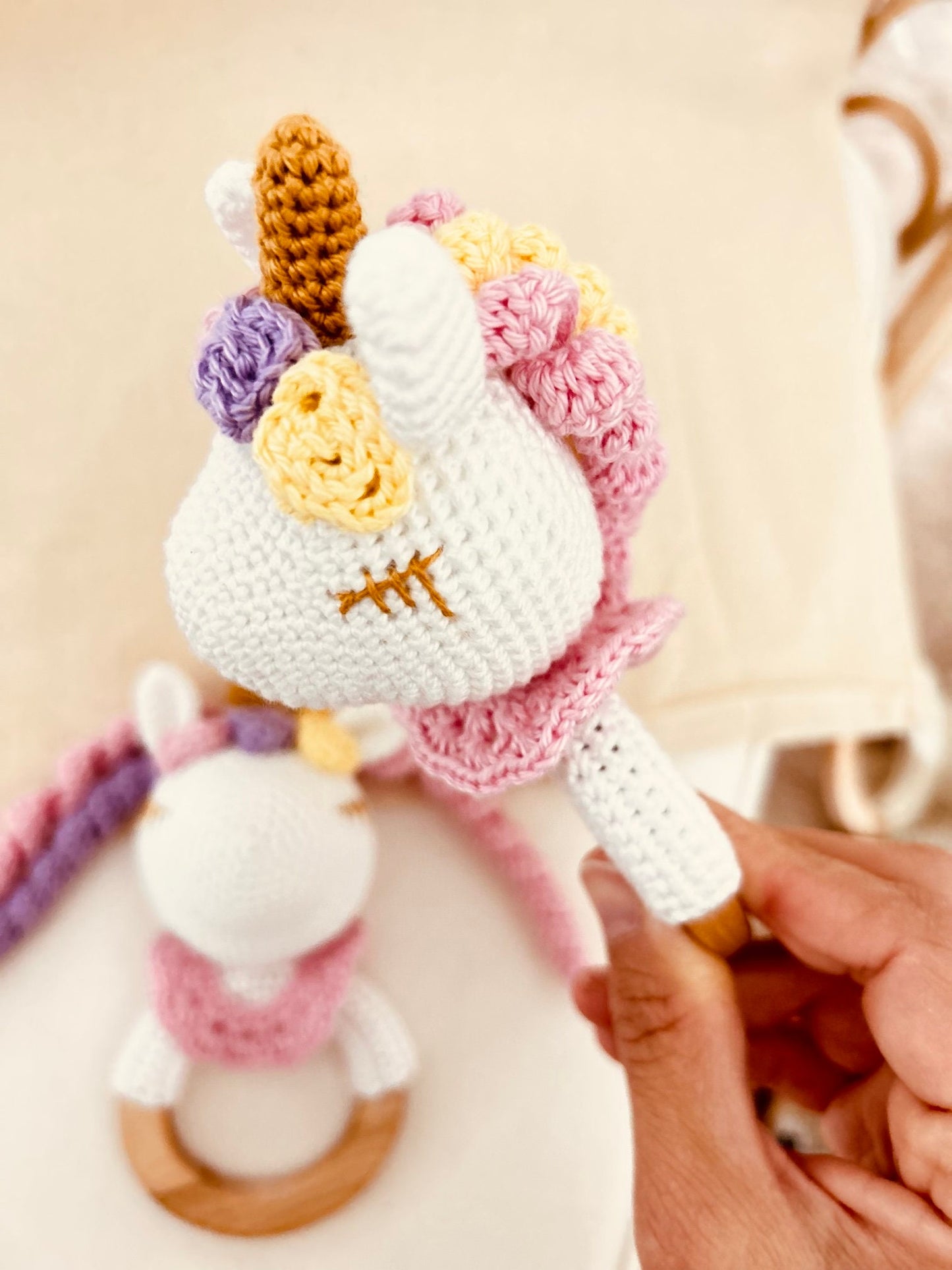 Gift for Newborn, Unicorn Rattle, Crochet Rattle, Handmade Gift for Babies, Unicorn Baby Shower Gift