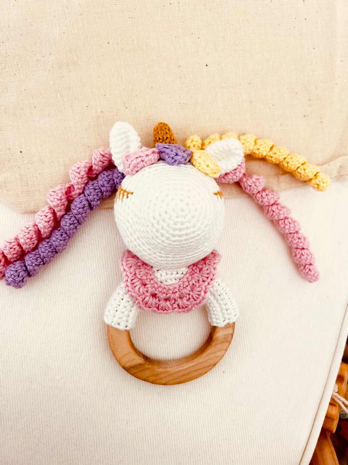 Gift for Newborn, Unicorn Rattle, Crochet Rattle, Handmade Gift for Babies, Unicorn Baby Shower Gift