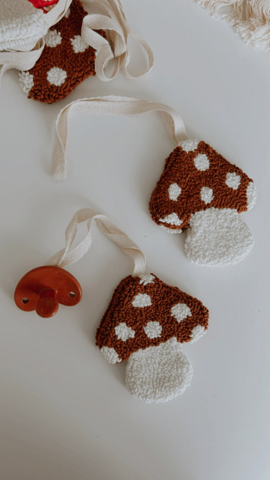 Gift for Newborn, Pacifier Punch, Punchneedle tufted Mushroom  Blinkie Holder