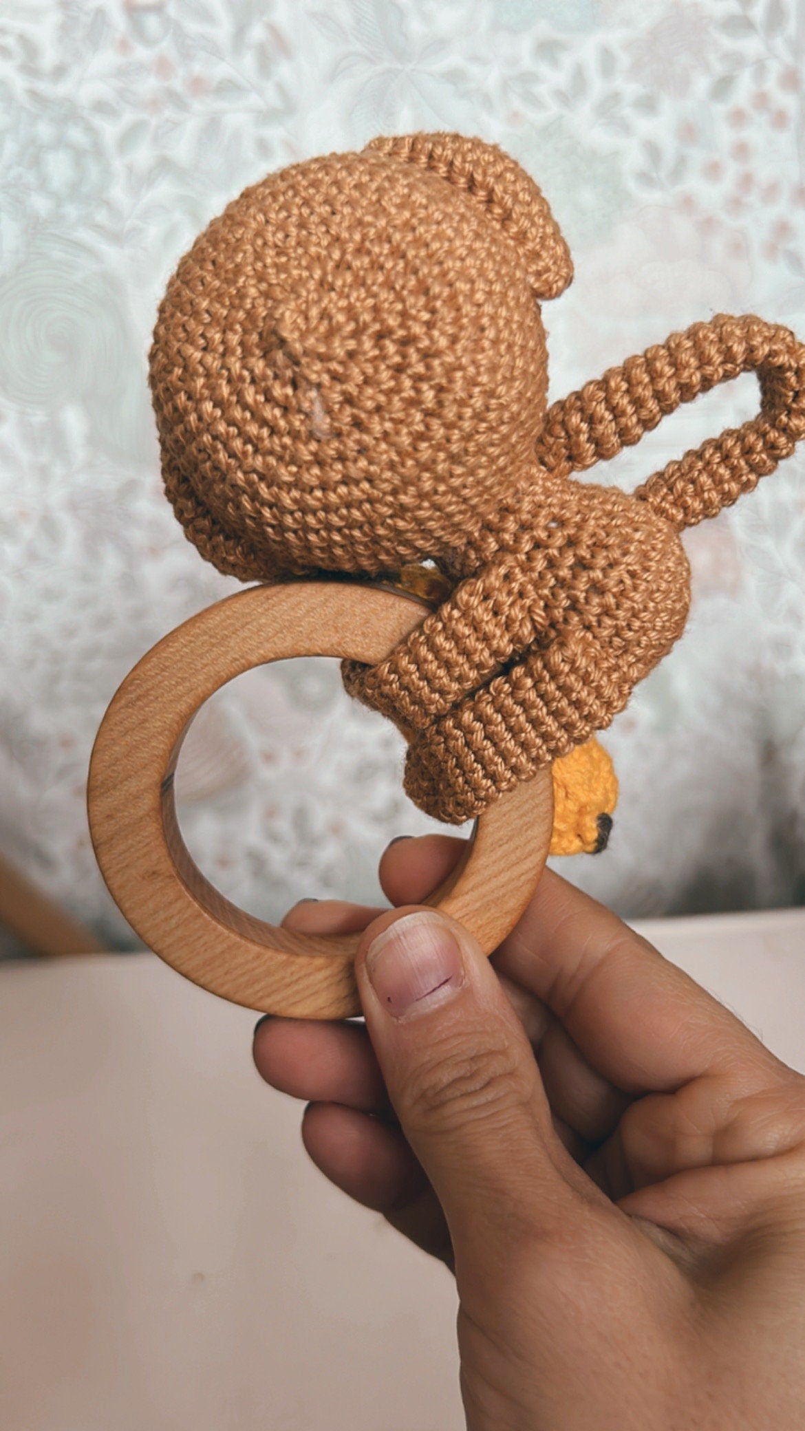 Gift for Newborn, Monkey Crochet Rattle Teether, Crochet Monkey with Banana Rattle